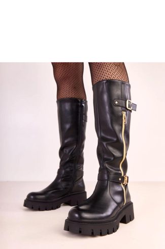 Black Thigh-Hight Boots..Fabric, Footbed, Upper Height and Heel Height