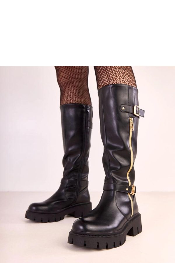 Black Thigh-Hight Boots..Fabric, Footbed, Upper Height and Heel Height