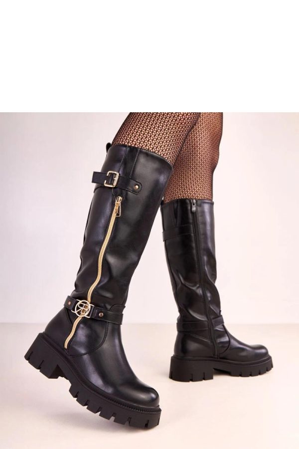 Black Thigh-Hight Boots..Fabric, Footbed, Upper Height and Heel Height