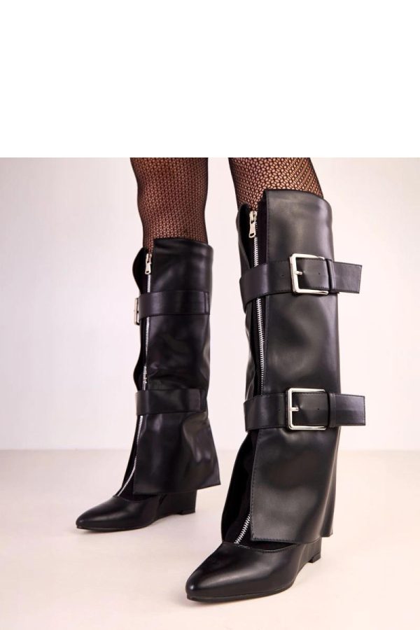 Black Buskin Boots..Fabric, Footbed, Upper Height and Heel Height