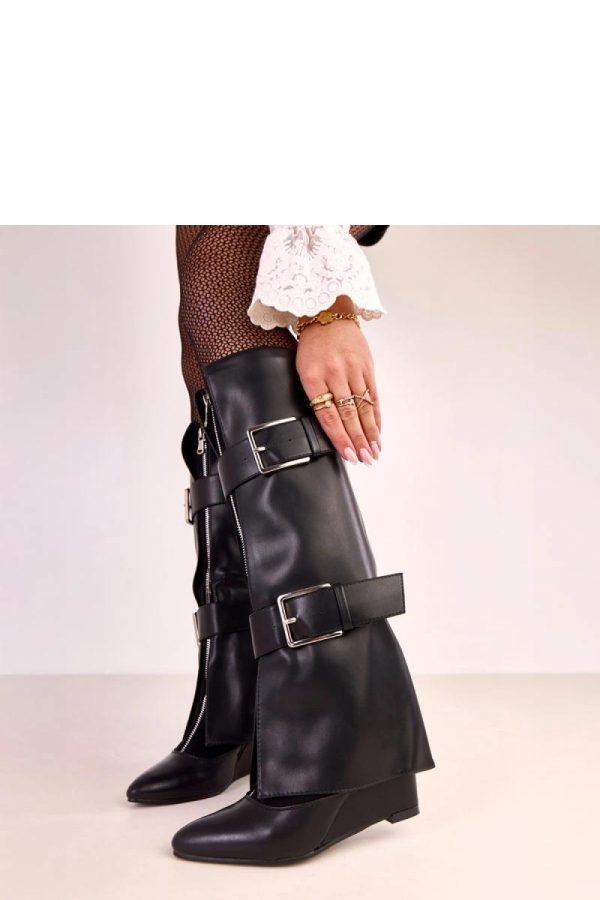 Black Buskin Boots..Fabric, Footbed, Upper Height and Heel Height