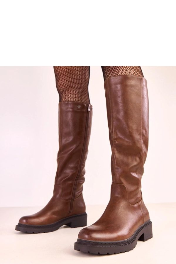 Brown Thigh-Hight Boots...Fabric, Footbed, Upper Height and Heel Height
