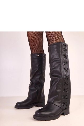 Black Thigh-Hight Boots....Fabric, Footbed, Upper Height and Heel Height