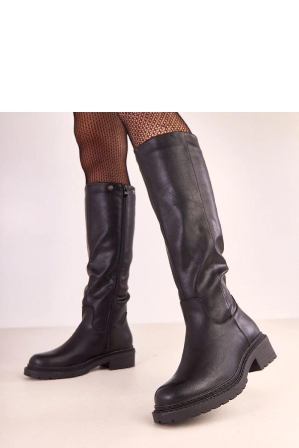 Black Thigh-Hight Boots....Fabric, Footbed, Upper Height and Heel Height
