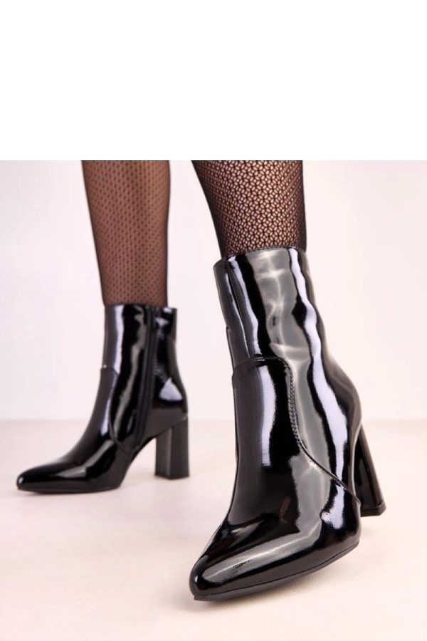 Black Heel Boots in Women`s Ankle Boots & Booties with Fabric, Footbed, Upper Height and Heel Height