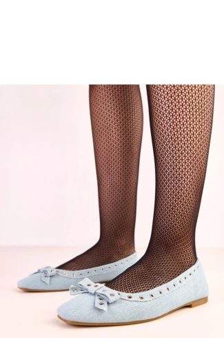 Blue Ballet Flats.Fabric and Footbed