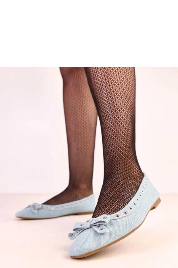Blue Ballet Flats.Fabric and Footbed