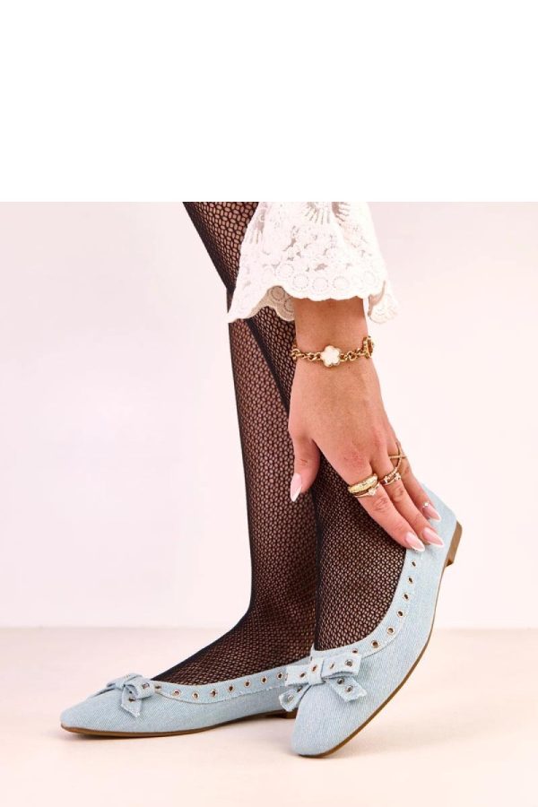 Blue Ballet Flats.Fabric and Footbed