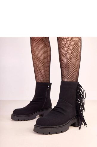 1100202 Black Boots in Women`s Ankle Boots & Booties with Fabric, Footbed, Upper Height and Heel Height
