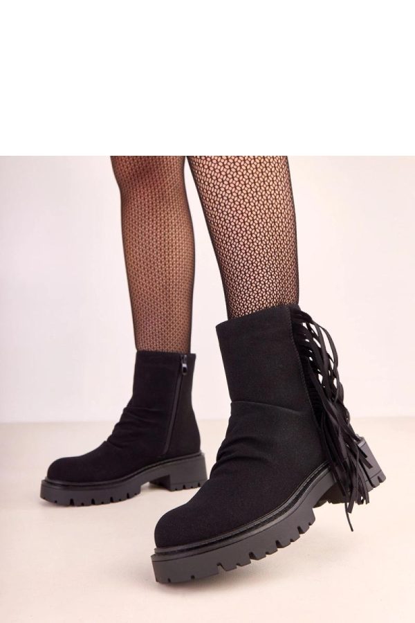 Black Boots in Women`s Ankle Boots & Booties with Fabric, Footbed, Upper Height and Heel Height