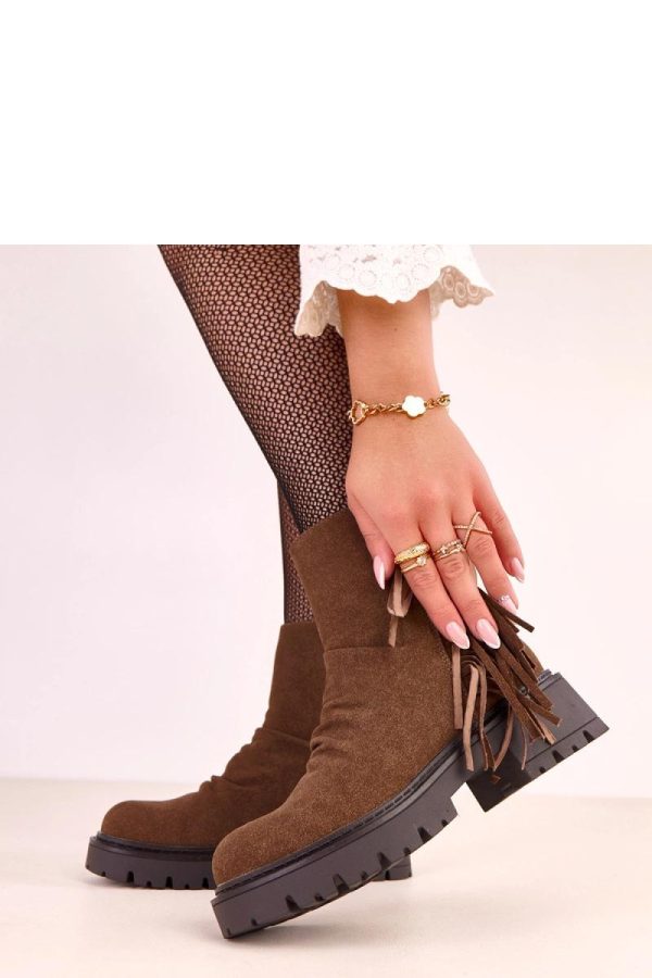 Brown Boots.Fabric, Footbed, Upper Height and Heel Height