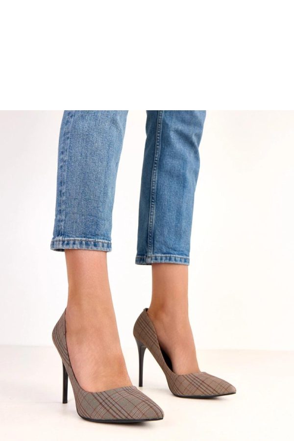 Grey High Heels in High Heels with Fabric, Footbed and Heel Height