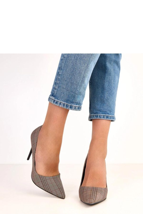 Grey High Heels in High Heels with Fabric, Footbed and Heel Height