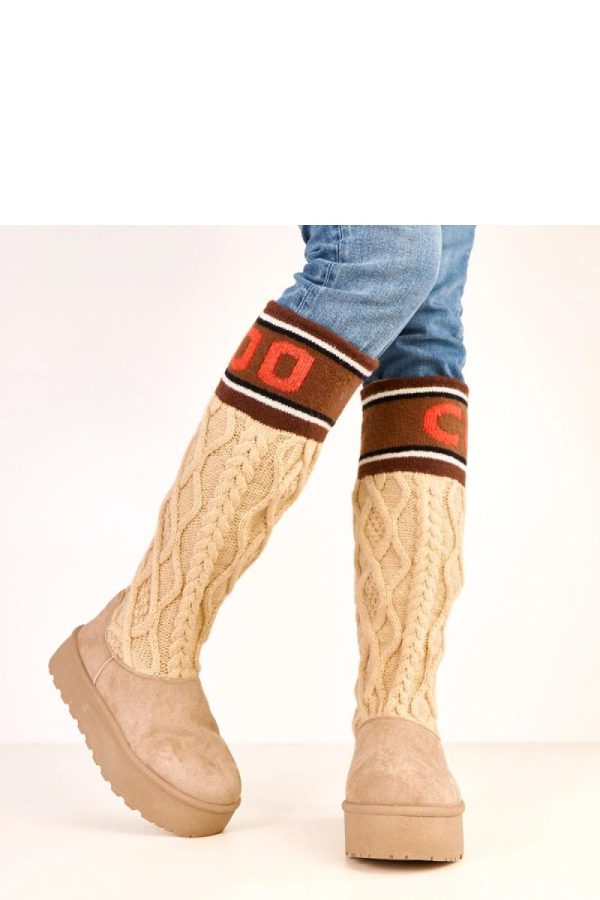 Beige Snow Boots.Fabric, Footbed, Upper Height and Platform Height