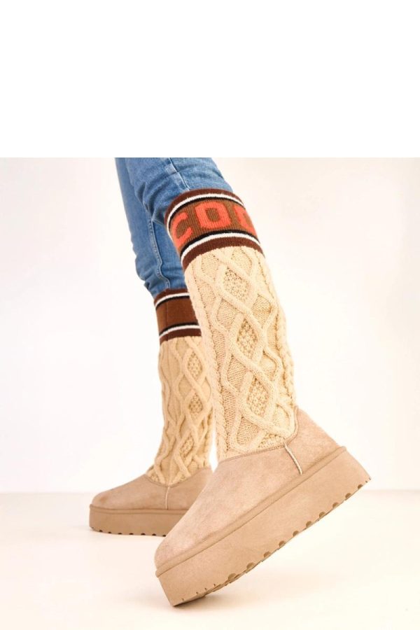 Beige Snow Boots.Fabric, Footbed, Upper Height and Platform Height