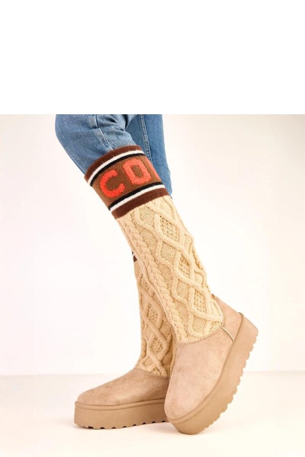 Beige Snow Boots.Fabric, Footbed, Upper Height and Platform Height