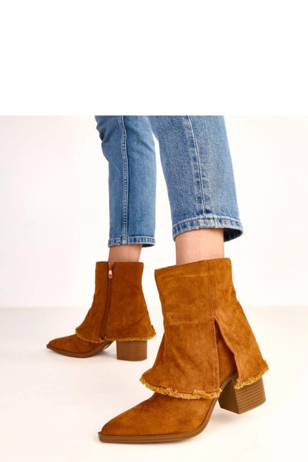 Brown Heel Boots.Fabric, Footbed, Upper Height and Heel Height