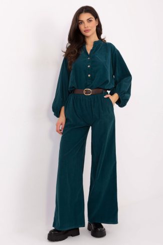 Green Corduroy Trousers in Pants, Trousers, Shorts with Polyester