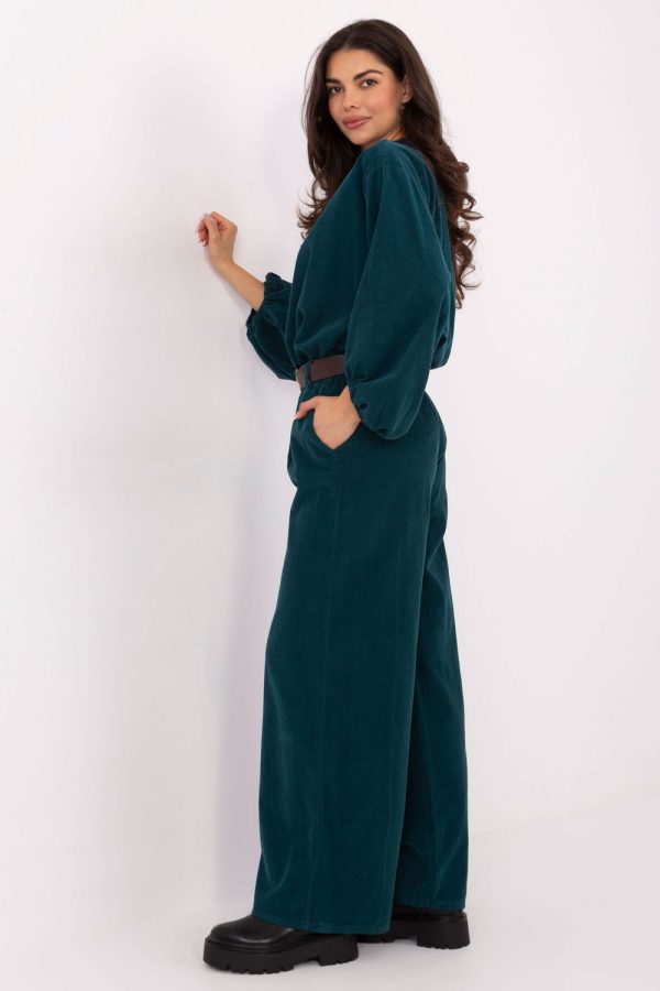 Green Corduroy Trousers in Pants, Trousers, Shorts with Polyester