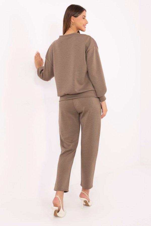 Brown Set in Pants, Trousers, Shorts with Spandex and Viscose