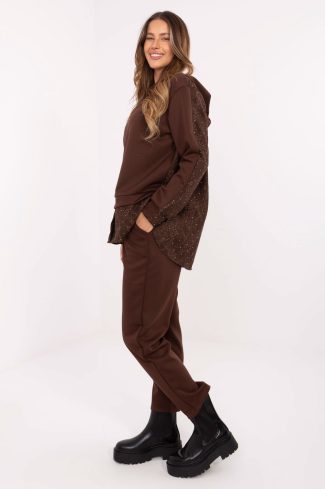 Brown Set in Pants, Trousers, Shorts with Spandex and Viscose