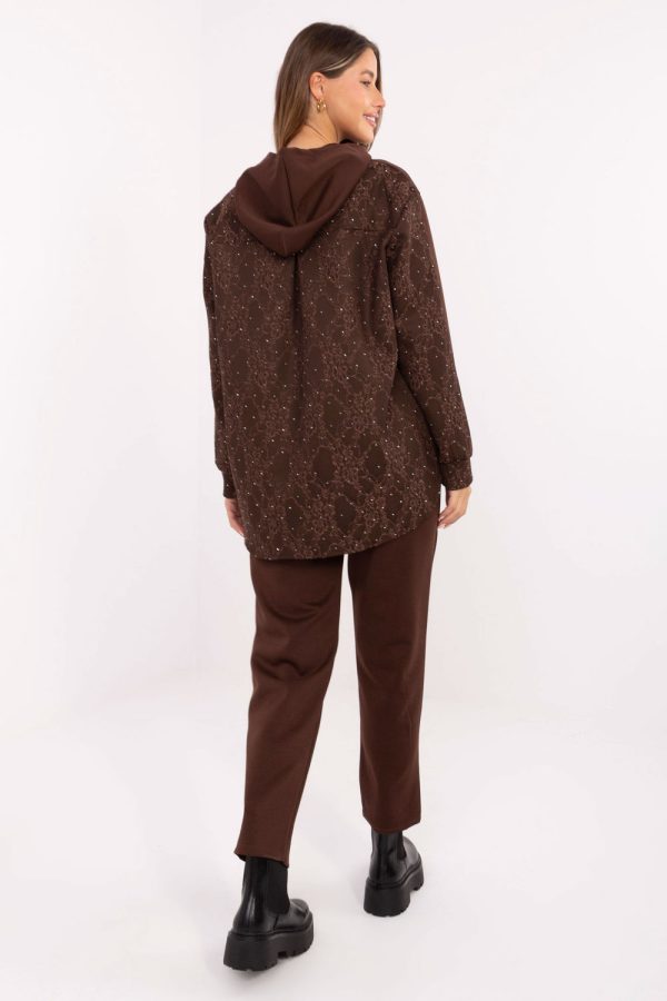 Brown Set in Pants, Trousers, Shorts with Spandex and Viscose
