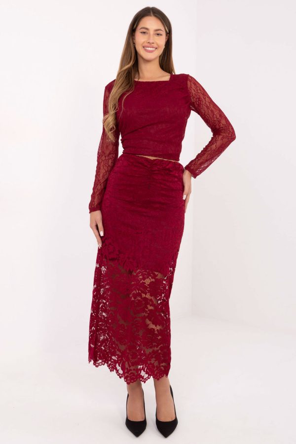 red Lace skirt model 220326 Italy Moda