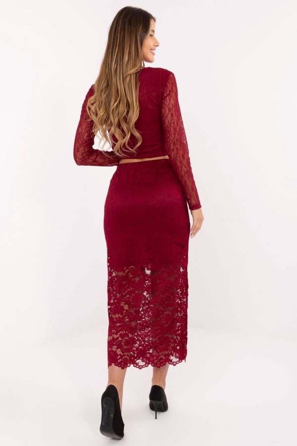 red Lace skirt model 220326 Italy Moda