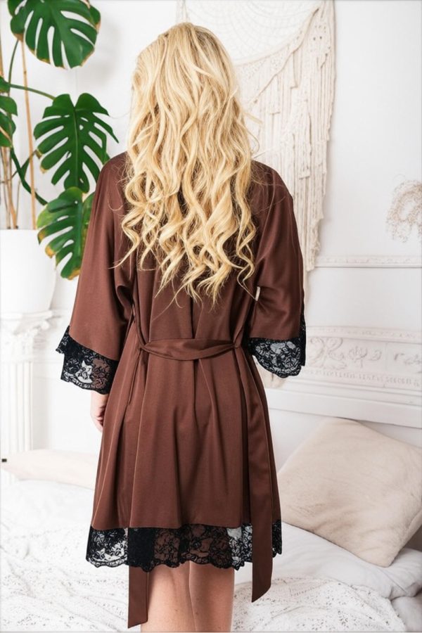 Brown Bathrobe in Dressing Gowns, Bathrobes For Women with Spandex and Polyester