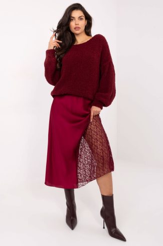 1100750 Red Lace Skirt in Skirts with Spandex and Polyester