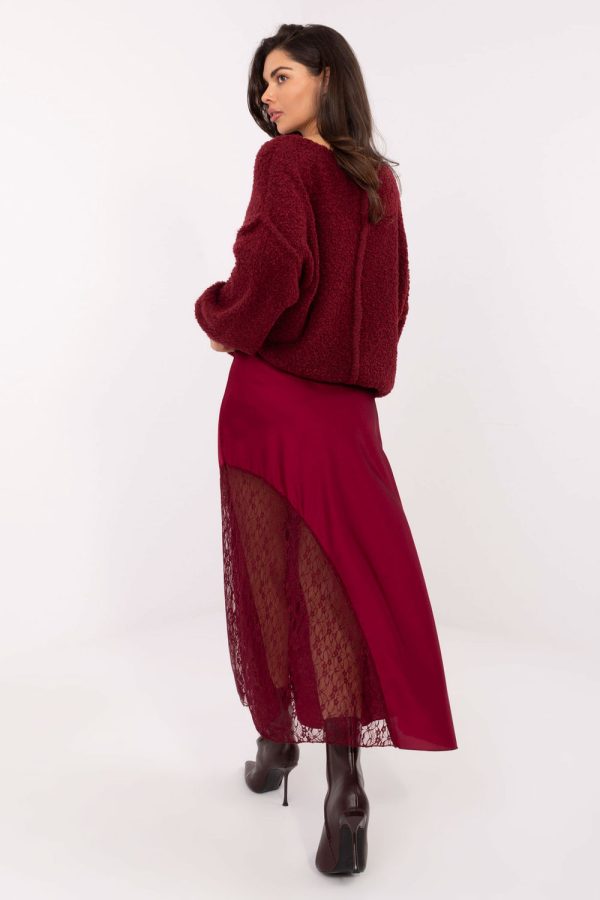 Red Lace Skirt in Skirts with Spandex and Polyester