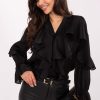 1100762 Black Long Sleeve Shirt in Shirts For Women with Lyocel and Polyester