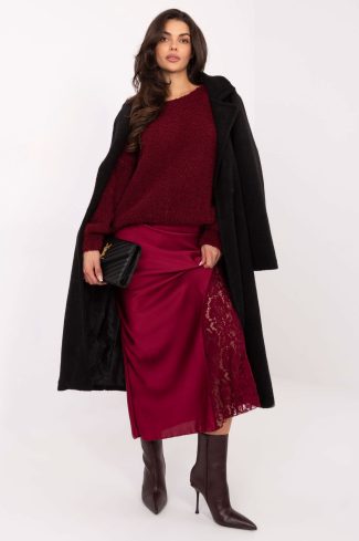 1100774 Red Lace Skirt in Skirts with Spandex, Polyester and Viscose