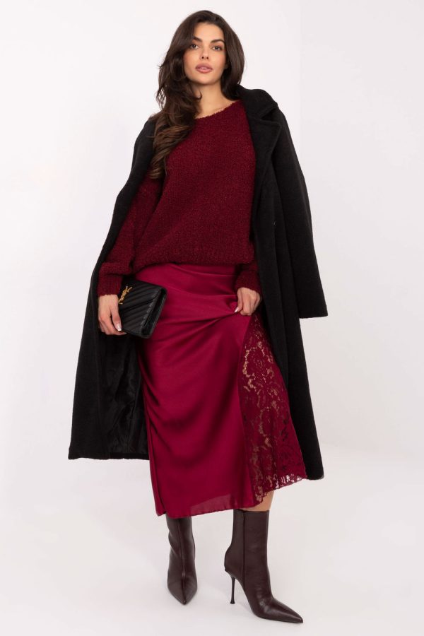Red Lace Skirt in Skirts with Spandex, Polyester and Viscose
