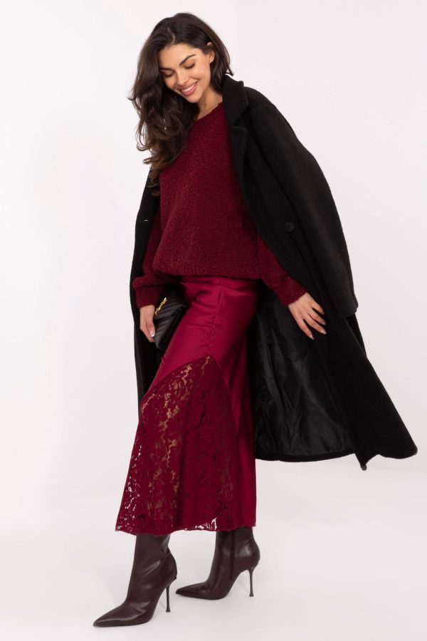 Red Lace Skirt in Skirts with Spandex, Polyester and Viscose