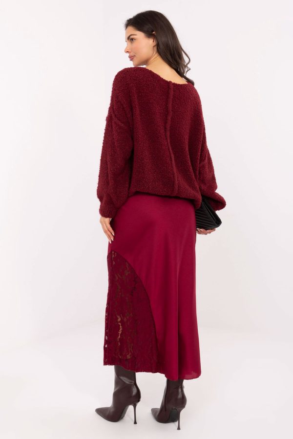 Red Lace Skirt in Skirts with Spandex, Polyester and Viscose
