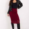 Red Lace Skirt in Skirts with Spandex, Polyester and Viscose