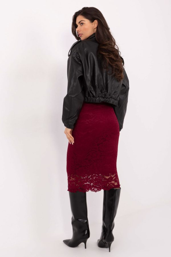 Red Lace Skirt in Skirts with Spandex, Polyester and Viscose