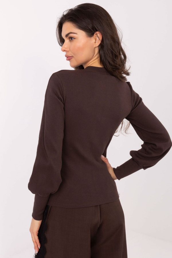 Brown Blouse in Women`s Blouses, Tunics with Cotton and Spandex