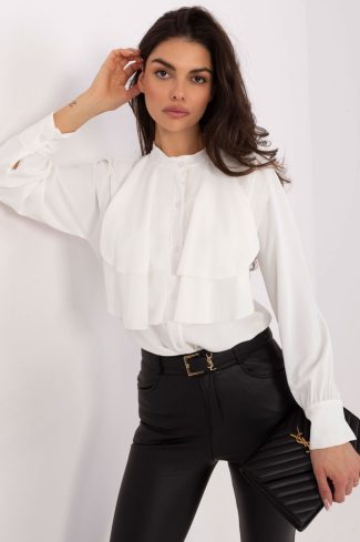Beige Long Sleeve Shirt in Shirts For Women with Polyester and Viscose