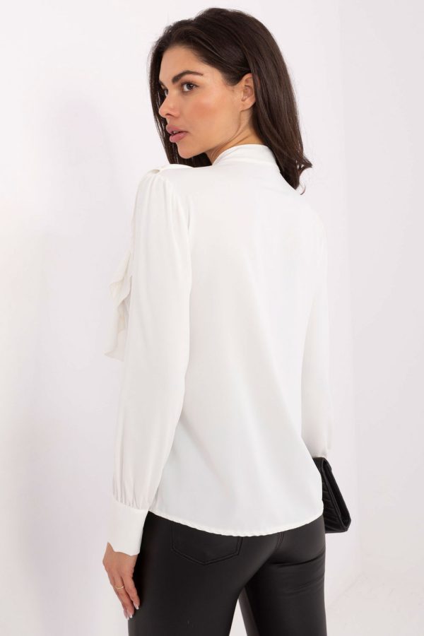 Beige Long Sleeve Shirt in Shirts For Women with Polyester and Viscose