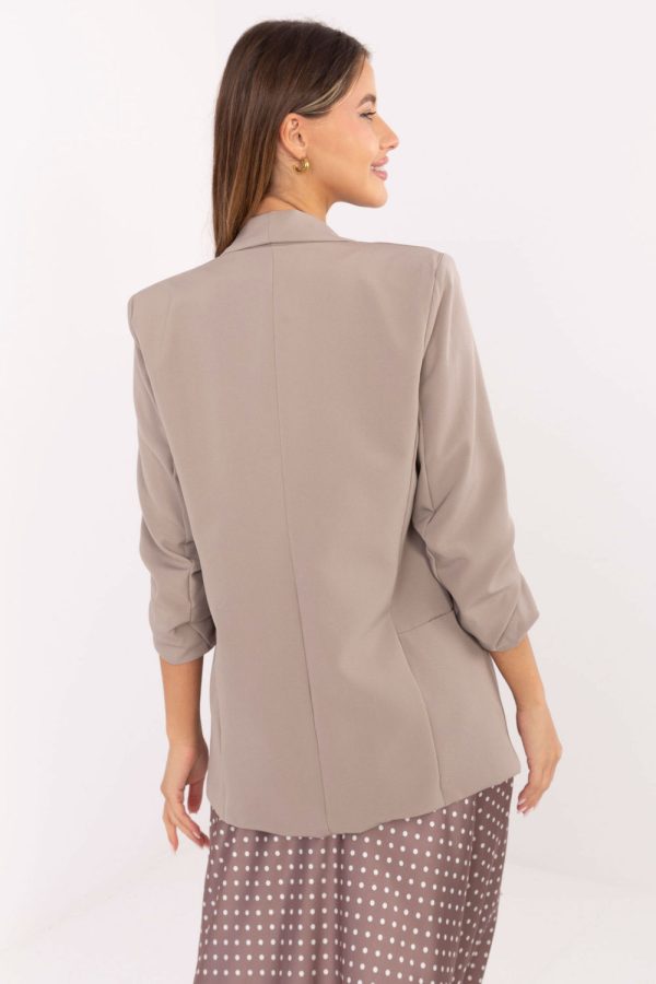 Beige Jacket in Jackets, Vests For Women with Spandex and Polyester