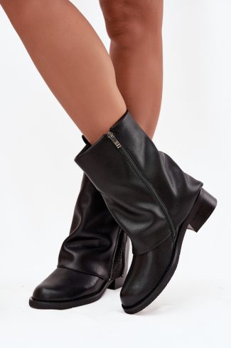 Black Boots in Women`s Ankle Boots & Booties with Fabric, Warmers, Footbed, Upper Height and Heel Height