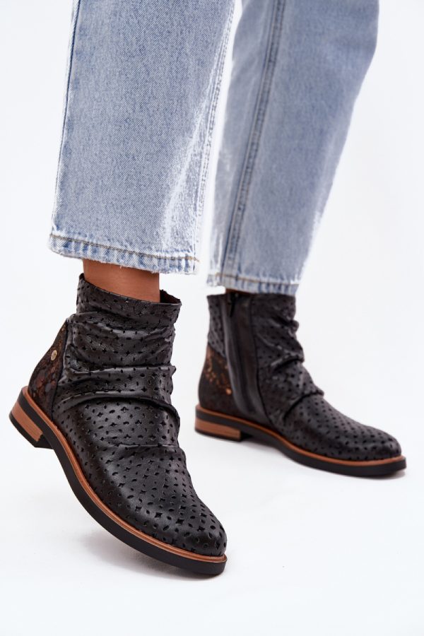 Black Boots in Women`s Ankle Boots & Booties with Fabric, Footbed, Upper Height and Heel Height