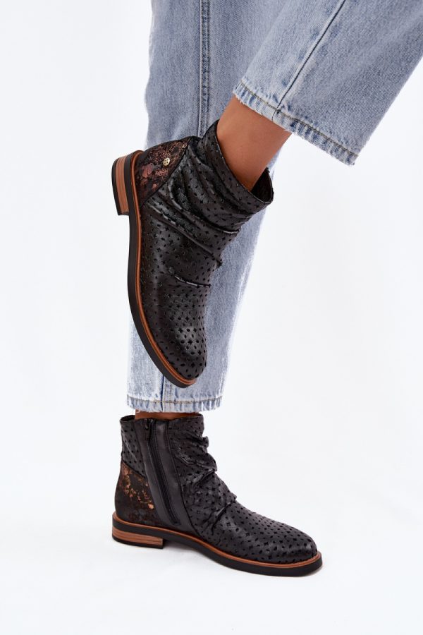 Black Boots in Women`s Ankle Boots & Booties with Fabric, Footbed, Upper Height and Heel Height