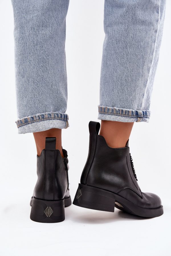 Black Boots in Women`s Ankle Boots & Booties with Fabric, Warmers, Footbed, Upper Height and Heel Height