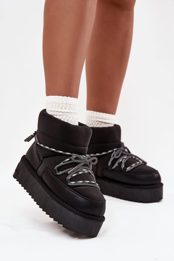 Black Snow Boots in Women`s Ankle Boots & Booties with Fabric, Warmers, Footbed, Upper Height and Platform Height