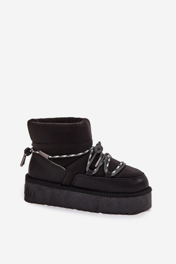 Black Snow Boots in Women`s Ankle Boots & Booties with Fabric, Warmers, Footbed, Upper Height and Platform Height