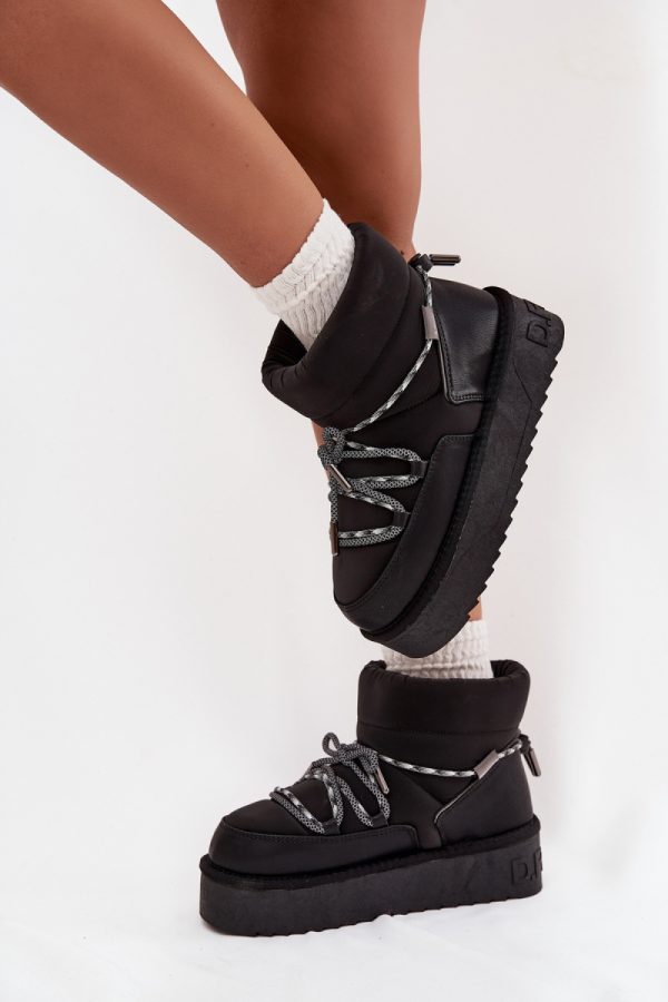 Black Snow Boots in Women`s Ankle Boots & Booties with Fabric, Warmers, Footbed, Upper Height and Platform Height