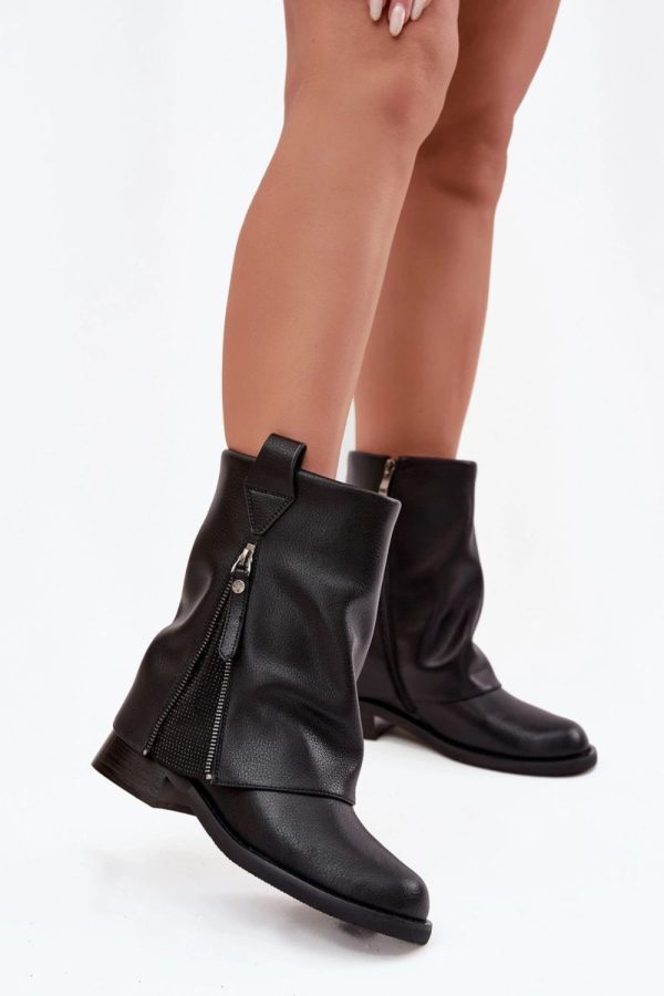 Black Boots in Women`s Ankle Boots & Booties with Fabric, Warmers, Footbed, Upper Height and Heel Height